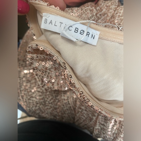 Baltic Born Astrea Sequin One Shoulder Maxi Dress Champagne Rose Color Size XL - Picture 11 of 12